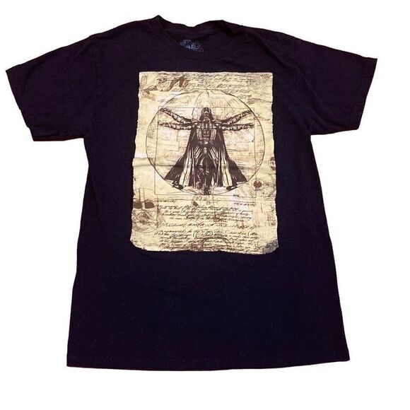 Star Wars Tee Shirt Mens Darth Vader Da Vinci 100% Cotton - Black - Size S - Picture 1 of 5